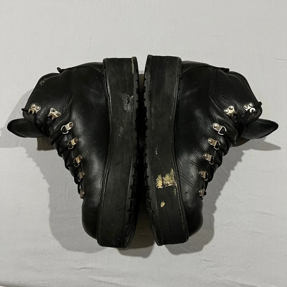 Mens Danner Black Leather Mountain Punk Goth Biker Platform Boots Sz 11.5 Custom